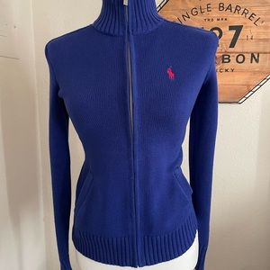 Ralph Lauren Polo Women's Full Zip Cable Knit Crest Sweater